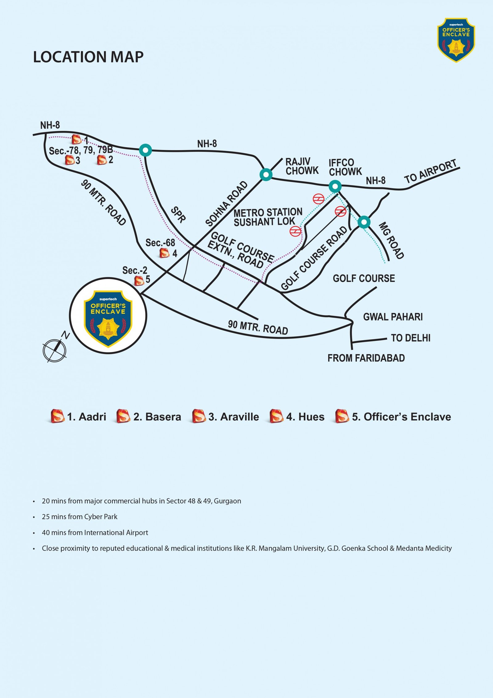 Supertech Officer's Enclave Location Map